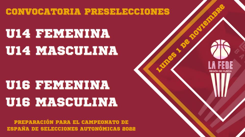 1 de noviembre: Convocatoria PreSelecciones U14 y U16