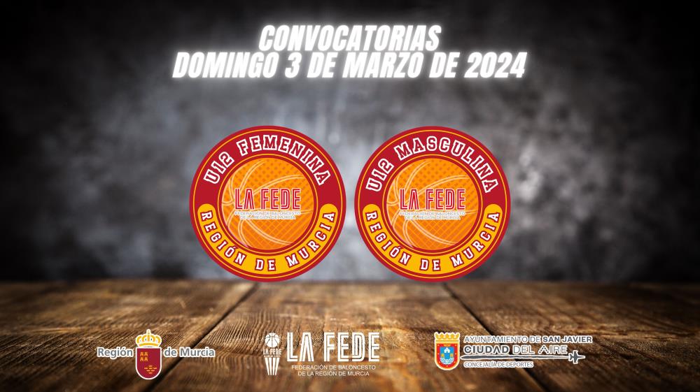 Convocatorias U12: 3 de marzo de 2024